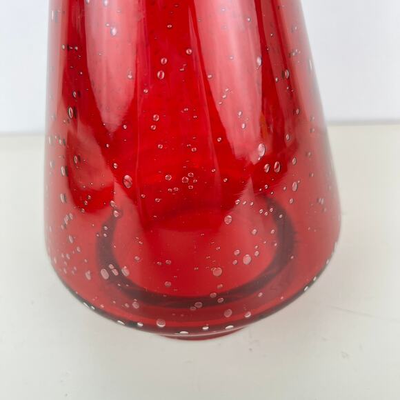 Red Glass Tabletop Christmas Tree Bubble Glass - Picture 2 of 5